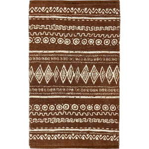 Hnědo-bílý bavlněný koberec Webtappeti Ethnic, 55 x 180 cm obraz