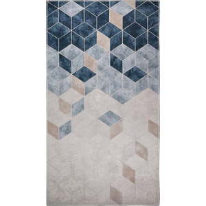 Tmavě modro-krémový pratelný koberec běhoun 200x80 cm - Vitaus obraz