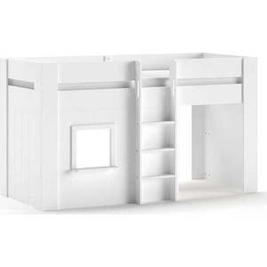 Bílá vyvýšená dětská postel z borovicového dřeva 90x200 cm RENO – Vipack obraz
