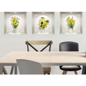 Sada 3 3D samolepek na zeď Ambiance Yellow Flowers obraz