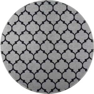 Tmavě šedý pratelný kulatý koberec ø 120 cm – Vitaus obraz