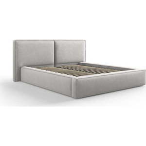 Světle šedá čalouněná dvoulůžková postel s úložným prostorem a roštem 160x200 cm Arendal – Cosmopolitan Design obraz