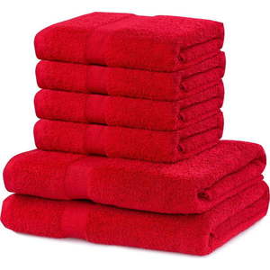 Set 2 bavlněných červených osušek a 4 ručníků DecoKing Marina obraz