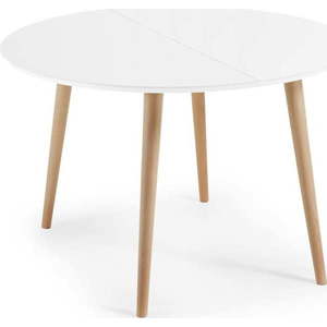 Bílý rozkládací jídelní stůl s bílou deskou ø 120 cm Oqui – Kave Home obraz