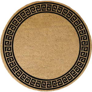 Černá kulatá rohožka z přírodního kokosového vlákna Artsy Doormats Greek Border, ⌀ 70 cm obraz
