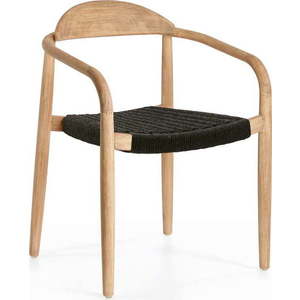 Dřevěná židle s čeným sedákem Kave Home Glynis obraz