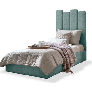 Tyrkysová čalouněná jednolůžková postel s úložným prostorem s roštem 90x200 cm Dreamy Aurora – Miuform obraz