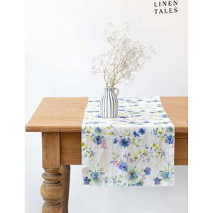 Lněný běhoun na stůl 40x200 cm White Flowers – Linen Tales obraz