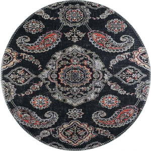 Černý pratelný kulatý koberec ø 80 cm – Vitaus obraz