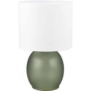 Bílo-zelená stolní lampa s textilním stínidlem (výška 29 cm) Vela – Trio obraz