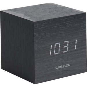 Černý budík Karlsson Mini Cube, 8 x 8 cm obraz