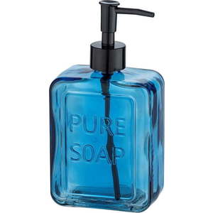 Modrý skleněný dávkovač na mýdlo Wenko Pure Soap obraz