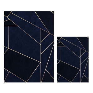 Sada 2 tmavě modrých koupelnových předložek Mila Home Geometric obraz