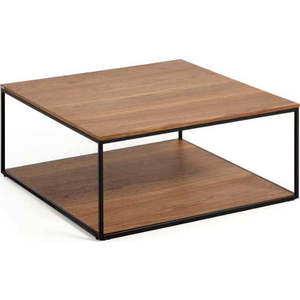 Hnědý konferenční stolek s deskou v dekoru ořechového dřeva 80x80 cm Yona - Kave Home obraz