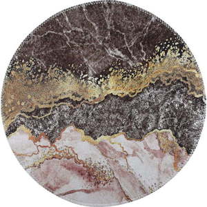 Pratelný kulatý koberec v hnědo-zlaté barvě ø 120 cm – Vitaus obraz