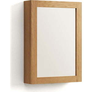 Závěsná koupelnová skříňka se zrcadlem z teakového dřeva v přírodní barvě 50x70 cm Plubia – Kave Home obraz