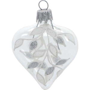 Sada 4 skleněných vánočních ozdob v bílo-stříbrné barvě Ego Dekor Heart obraz