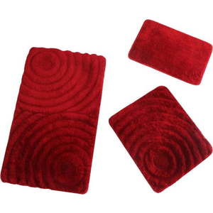Set 3 červených koupelnových předložek Foutastic Wave obraz