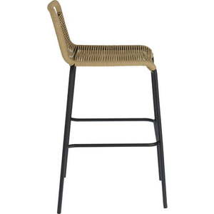 Béžová barová židle s ocelovou konstrukcí Kave Home Glenville, výška 74 cm obraz