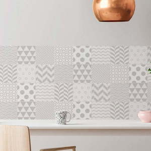Sada 9 nástěnných samolepek Ambiance Cement Tiles Scandinavian Finnish, 10 x 10 cm obraz