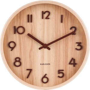 Světle hnědé nástěnné hodiny z lipového dřeva Karlsson Pure Small, ø 22 cm obraz