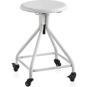 Bílá kovová pojízdná stolička na kolečkách s nastavitelnou výškou Geese Industrial Style obraz