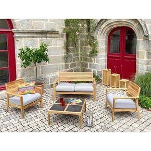 Šedý zahradní lounge set z teakového dřeva pro 4 Aquariva - Ezeis obraz