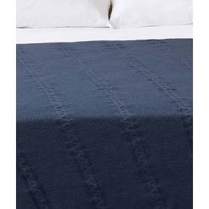 Tmavě modrý bavlněný přehoz na dvoulůžko 200x220 cm Trenza – Oyo Concept obraz