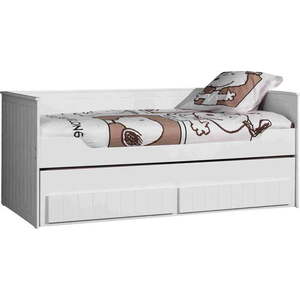Bílá dětská postel z borovicového dřeva s výsuvným lůžkem s úložným prostorem 90x200 cm Robin – Vipack obraz