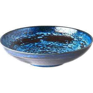 Modrá keramická servírovací mísa MIJ Copper Swirl, ø 28 cm obraz