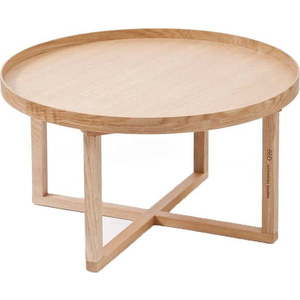 Kulatý dřevěný stolek z dubového dřeva Wireworks Round, Ø 66 cm obraz