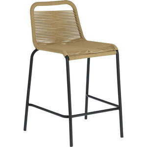 Béžová barová židle s ocelovou konstrukcí Kave Home Glenville, výška 62 cm obraz