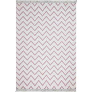 Bílo-růžový bavlněný koberec Oyo home Duo, 60 x 100 cm obraz