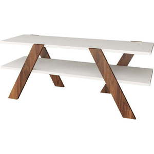 Bílý/přírodní TV stolek v dekoru ořechu 120x33 cm Basic – Kalune Design obraz