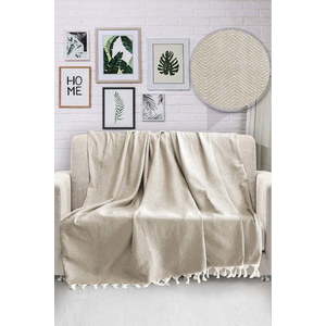 Béžový bavlněný přehoz přes postel Viaden HN, 170 x 230 cm obraz