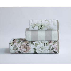 Sada 3 bavlněných ručníků Velvet Atelier Beige Flowers obraz