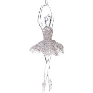 Závěsná soška baleríny ve stříbrné barvě Dakls, výška 17 cm obraz