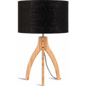 Stolní lampa s černým stínidlem a konstrukcí z bambusu Good&Mojo Annapurna obraz