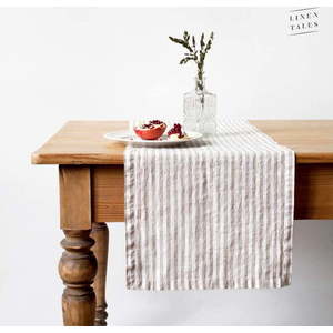 Lněný běhoun na stůl 40x200 cm Natural White Stripes – Linen Tales obraz