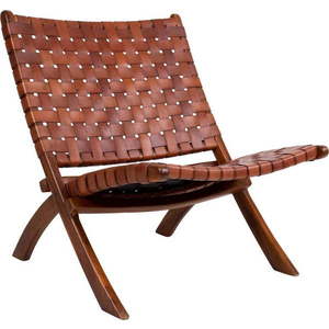 Skládací židle z teakového dřeva a kůže House Nordic Montana obraz