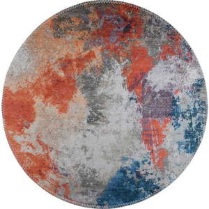 Modro-oranžový pratelný kulatý koberec ø 120 cm – Vitaus obraz
