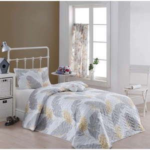 Set přehozu přes postel a povlaku na polštář s příměsí bavlny Eponj Home Altin Yaprak Grey, 160 x 220 cm obraz