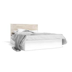 Bílá/přírodní dvoulůžková postel v dekoru dubu s úložným prostorem 140x190 cm Sahara – Marckeric obraz