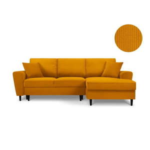 Oranžová rozkládací rohová manšestrová pohovka Kooko Home Jazz, pravý roh obraz