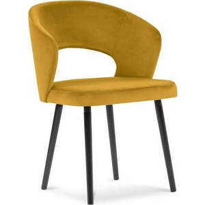 Žlutá jídelní židle se sametovým potahem Windsor & Co Sofas Elpis obraz