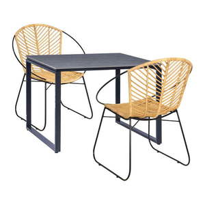 Set 2 ratanových jídelních židlí Carla a černého stolu Strong – Bonami Essentials obraz