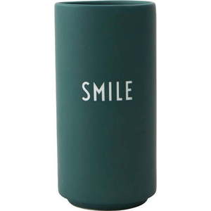 Tmavě zelená porcelánová váza Design Letters Smile, výška 11 cm obraz