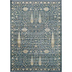 Modrý koberec z viskózy Universal Vintage Flowers, 140 x 200 cm obraz