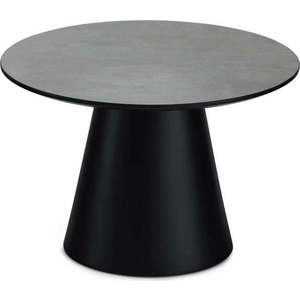 Konferenční stolek v tmavě šedé a černé barvě s deskou v dekoru mramoru ø 60 cm Tango – Furnhouse obraz