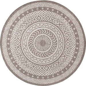 Hnědo-béžový venkovní koberec Ragami Round, ø 120 cm obraz